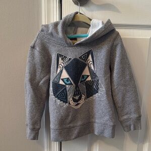 Tea Collection Grey Hooded Sweatshirt with Geometric Wolf Design